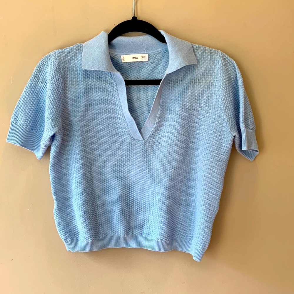 Blue Sweater Knit Polo